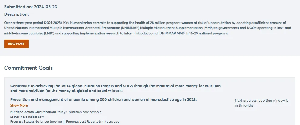 NAF Commitments Screenshot