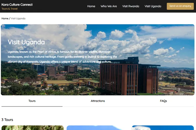 Visit Uganda Page on Kora Site