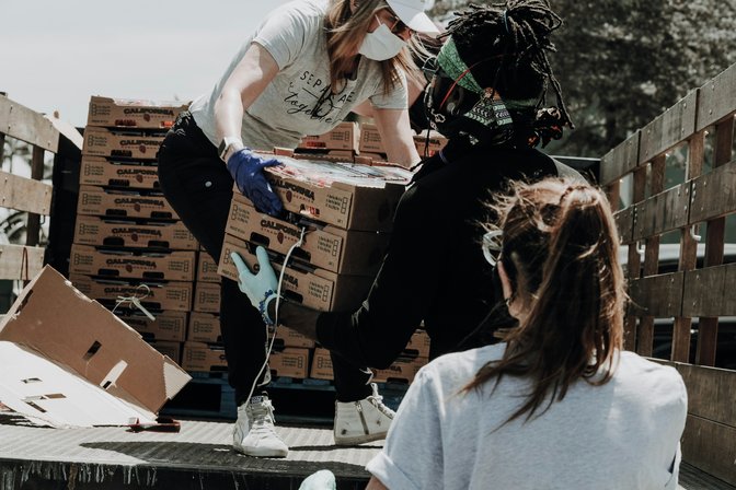 Unloading Donations from a Truck